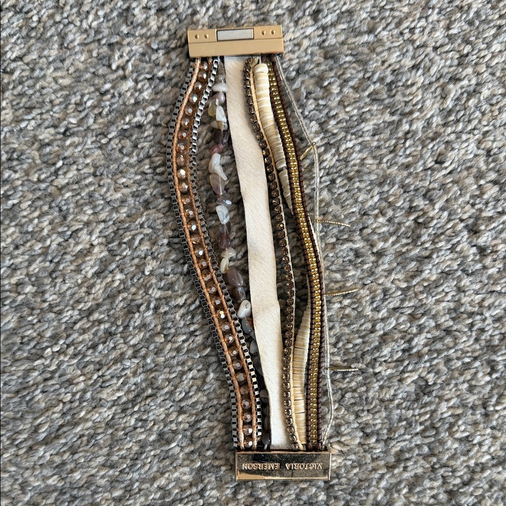 Victoria Emerson Brown and Gold Multi-Layer Bracelet
